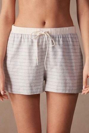 Intimissimi Casual Sunday Shorts Ženske Pidžama Sive Svijetlo Žute Bež Prugice | HR 1973MAS
