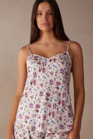 Intimissimi Dreaming of Spring Satin Top Ženske Pidžama Bijele | HR 2098XFU