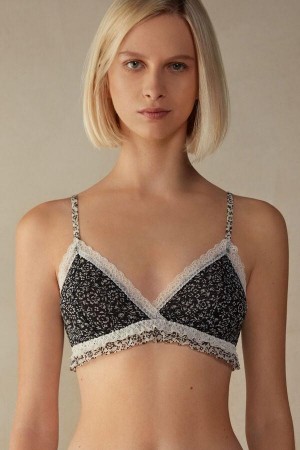 Intimissimi Emma A Floral Affair Triangle Ženske Grudnjaci Crne | HR 1159KIR