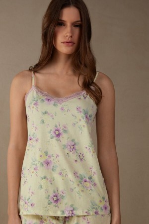 Intimissimi Flower Power in Supima® Ultrafresh Cotton Ženske Majica bez Rukava Žute | HR 1714QZD