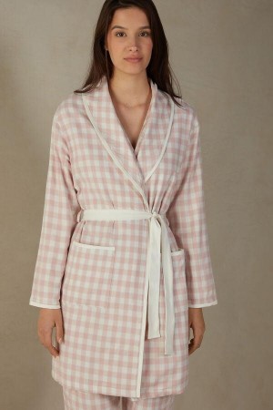 Intimissimi Gingham Lover Cloth Robe Ženske Pidžama Roze | HR 2207MAS