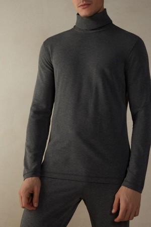 Intimissimi High-Neck Modal-Cashmere Top Muške Dugi Rukav Tamno Sive | HR 2952GLE