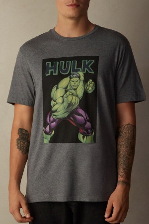 Intimissimi Hulk Print Muške Majice Tamno Sive | HR 2998FMV
