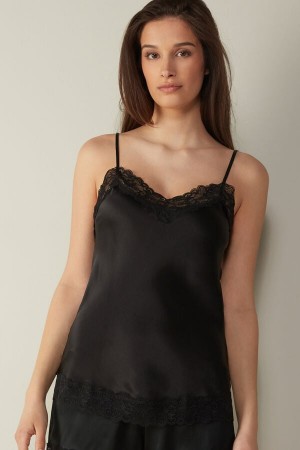 Intimissimi Lace and Silk Ženske Majica bez Rukava Crne | HR 1669ISZ