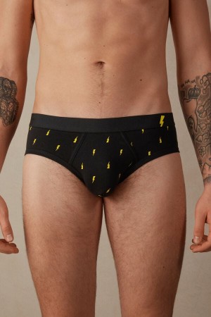 Intimissimi Lightning Bolt in Stretch Supima® Cotton Muške Gaćice Crne | HR 2722YUU