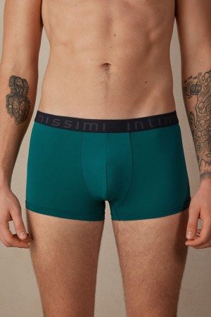 Intimissimi Microfiber Logo Shorts Muške Boxer Tirkizne Zelene Plave | HR 2643FMY