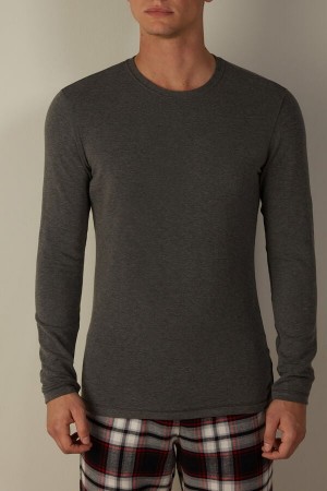 Intimissimi Modal-Cashmere Top Muške Dugi Rukav Tamno Sive | HR 2951HKW